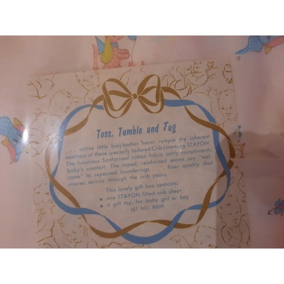 Vintage Baby Gift Set, Stayon Crib Sheet and Rattle gift - Picture 4 of 4